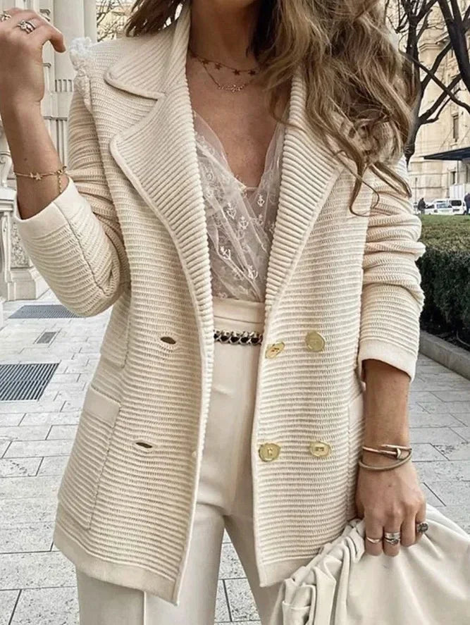 Marquelia - Blazer elegante para mujer con doble cierre de botones