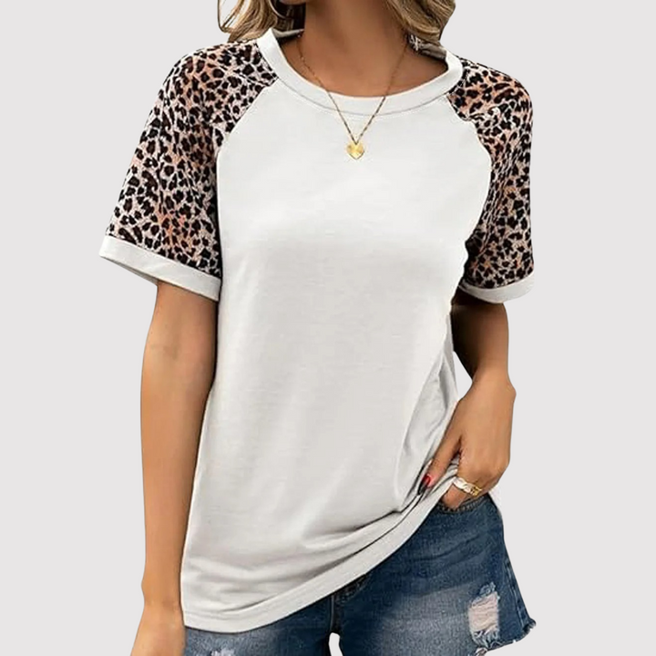Nikola - Camiseta elegante de manga corta con estampado de leopardo