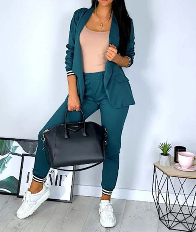 Vionette - Conjunto de chándal femenino de 2 piezas con blazer y pantalones jogger