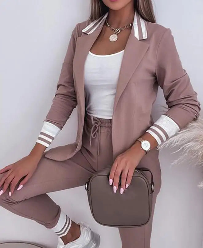 Vionette - Conjunto de chándal femenino de 2 piezas con blazer y pantalones jogger