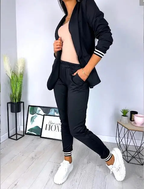 Vionette - Conjunto de chándal femenino de 2 piezas con blazer y pantalones jogger