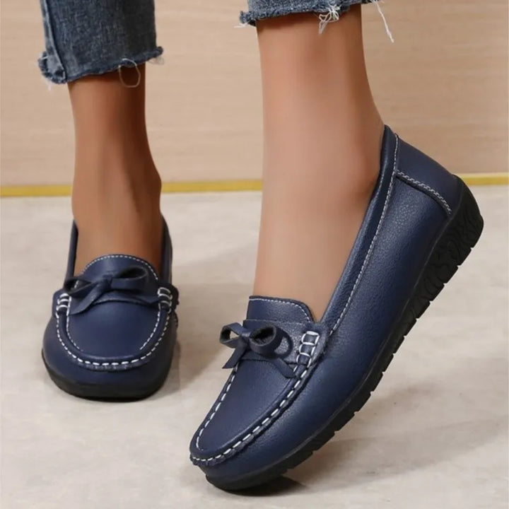 Harper - Mocasines ortopédicos para mujer - zapatos de media altura de cuero con lazo