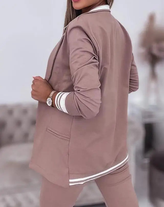 Vionette - Conjunto de chándal femenino de 2 piezas con blazer y pantalones jogger