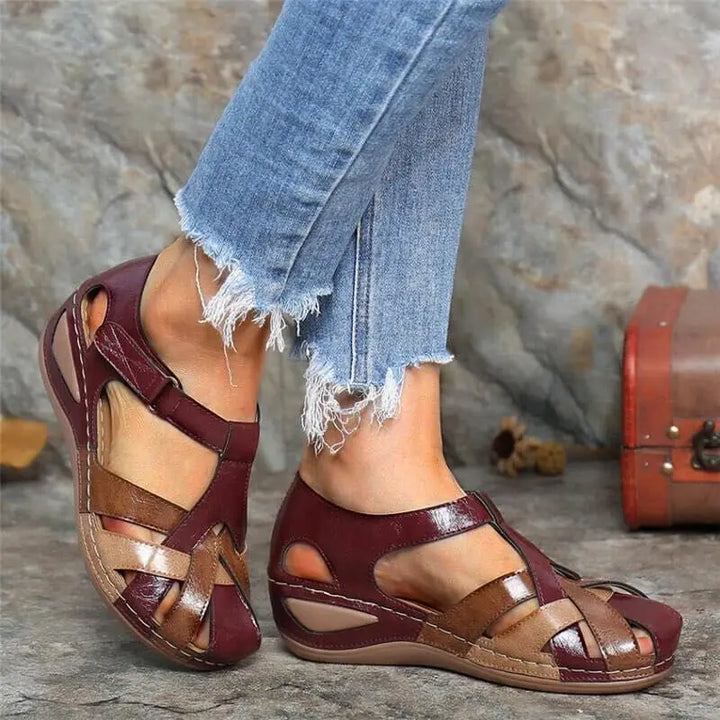 Teodora - Sandalias ortopédicas de cuero para mujeres con correas ajustables