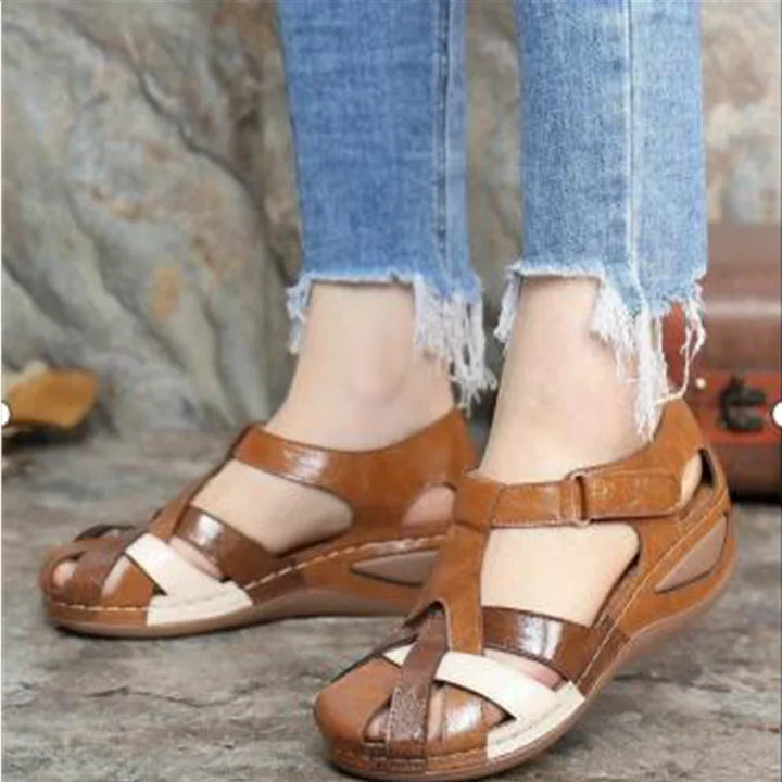 Teodora - Sandalias ortopédicas de cuero para mujeres con correas ajustables