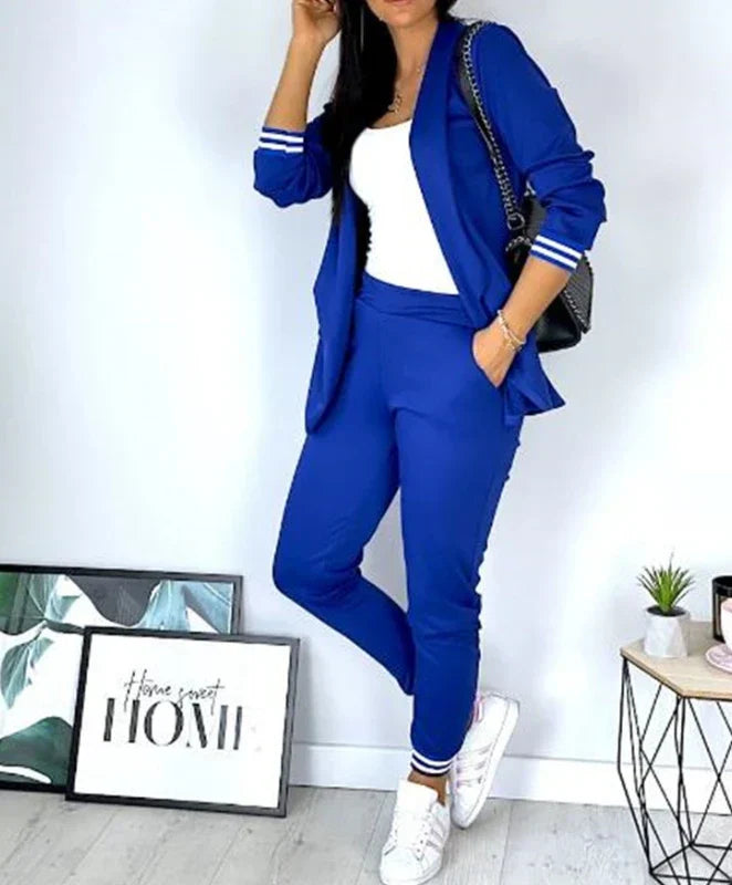Vionette - Conjunto de chándal femenino de 2 piezas con blazer y pantalones jogger