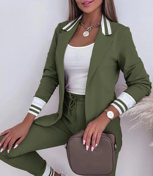Vionette - Conjunto de chándal femenino de 2 piezas con blazer y pantalones jogger