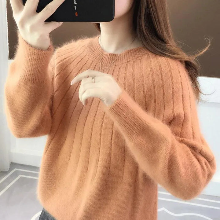 Bianka - Suéter de cachemira para mujer suave, oversize, elegante, de punto acanalado