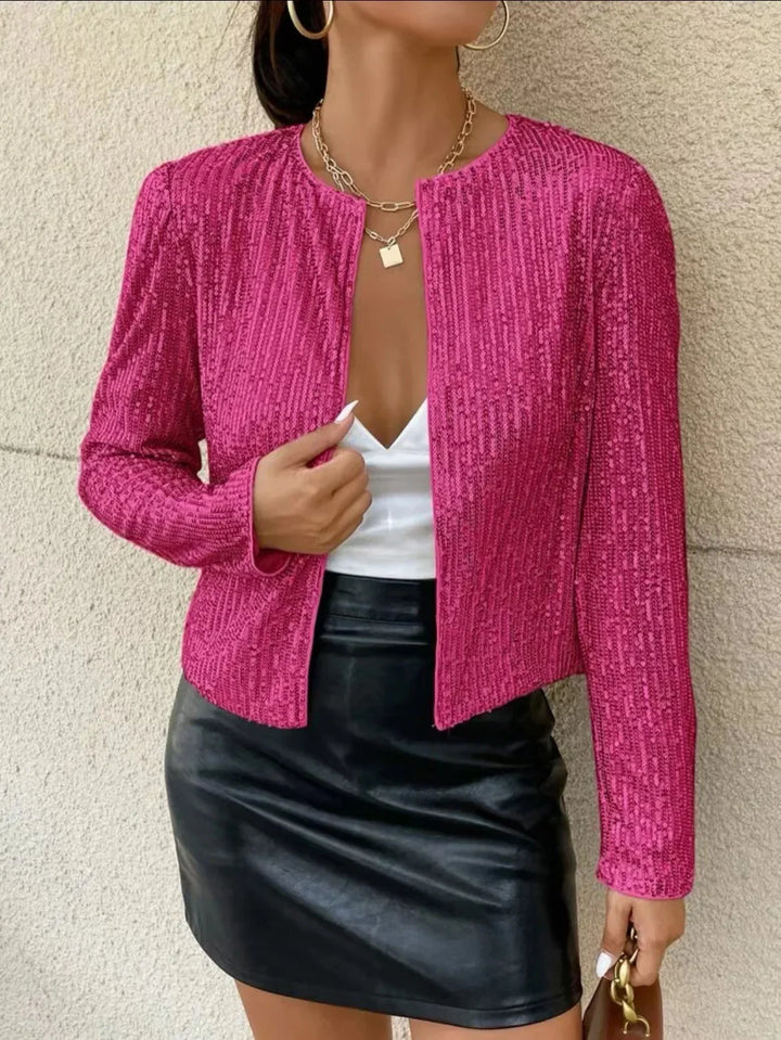 Vespera - Chaqueta de mujer con lentejuelas y manga larga