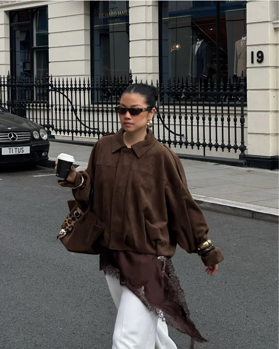 Bertha– Chaqueta de Ante Oversize para Mujer
