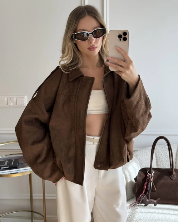 Bertha– Chaqueta de Ante Oversize para Mujer