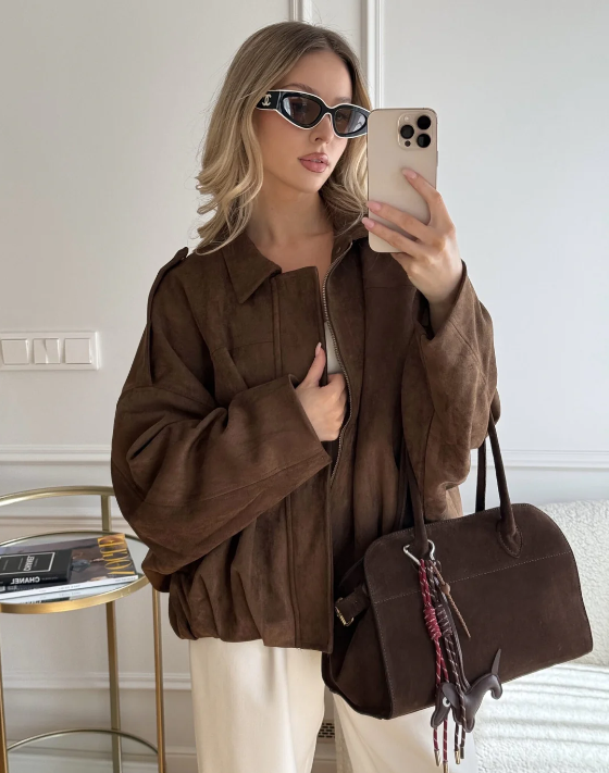 Bertha– Chaqueta de Ante Oversize para Mujer