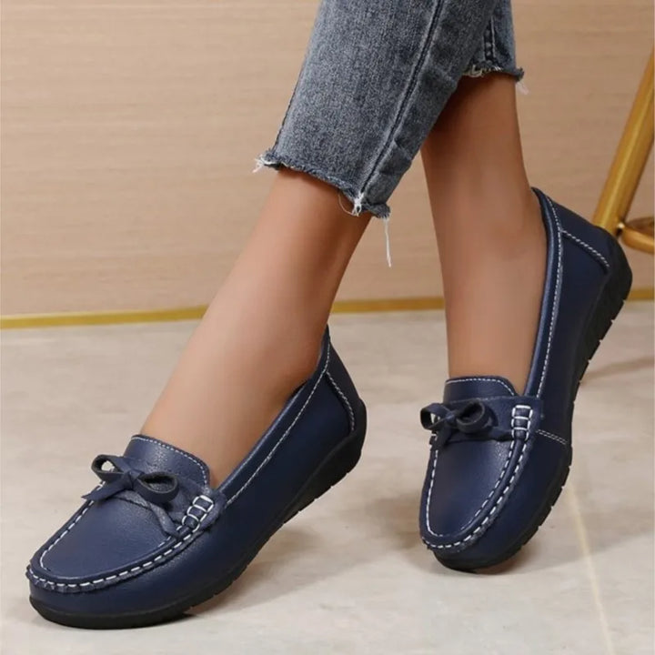 Harper - Mocasines ortopédicos para mujer - zapatos de media altura de cuero con lazo