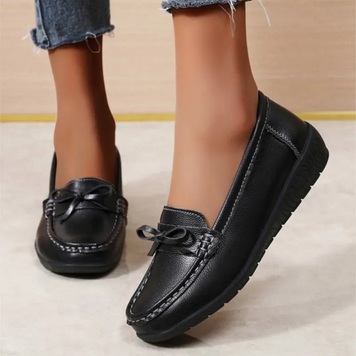 Harper - Mocasines ortopédicos para mujer - zapatos de media altura de cuero con lazo