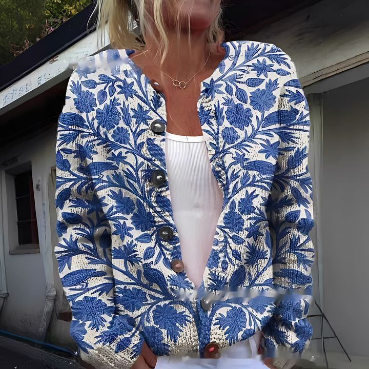 Rita | Cárdigan de mujer elegante y cálido con diseño floral