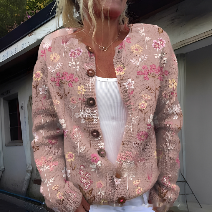 Rita | Cárdigan de mujer elegante y cálido con diseño floral