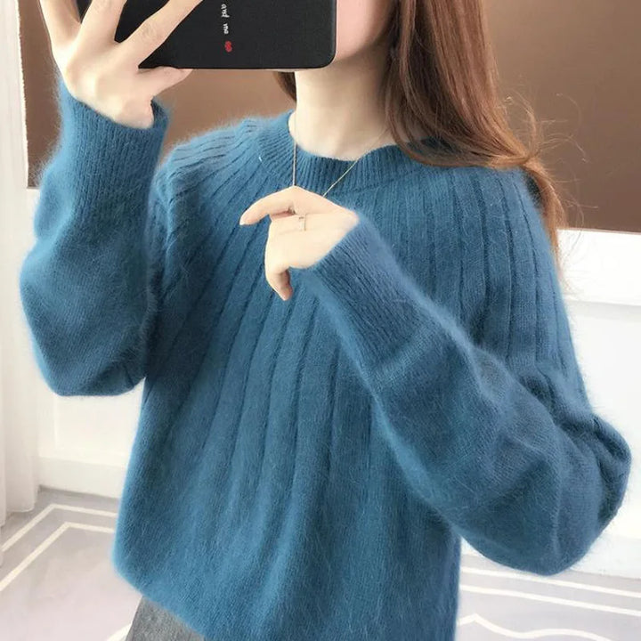 Bianka - Suéter de cachemira para mujer suave, oversize, elegante, de punto acanalado