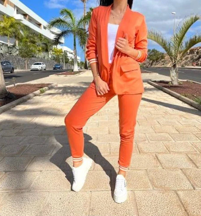 Vionette - Conjunto de chándal femenino de 2 piezas con blazer y pantalones jogger