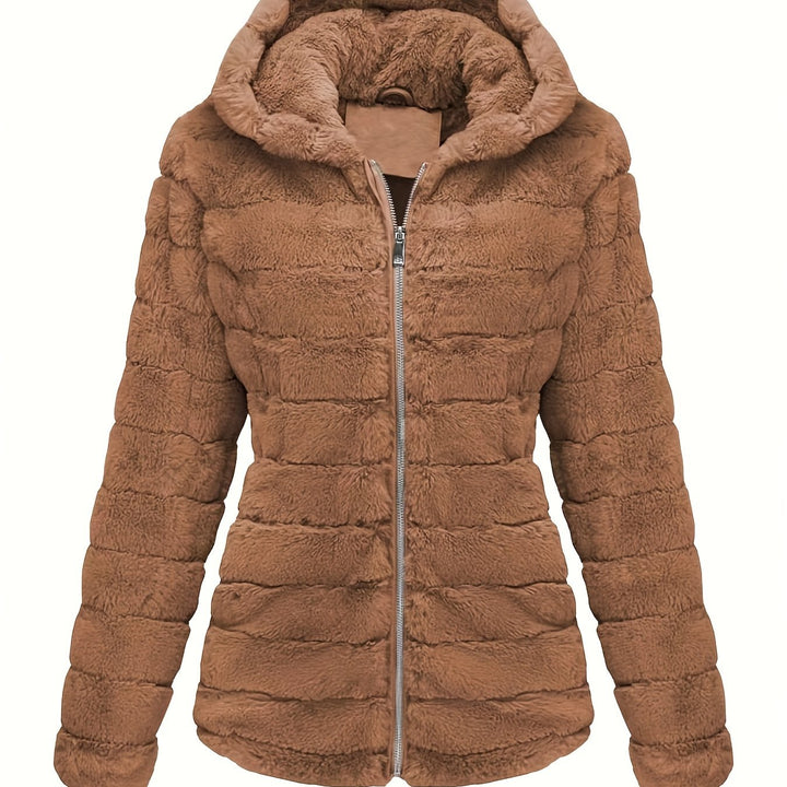 Mira | Chaqueta de mujer suave y esponjosa de piel sintética con capucha