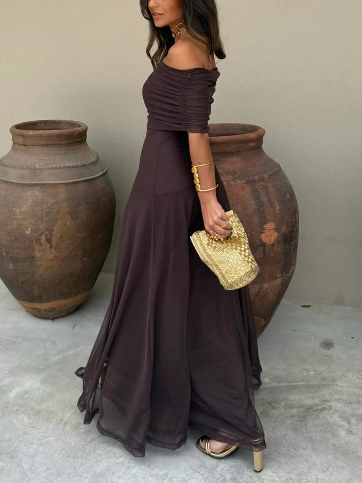 Posy | Vestido de mujer estilo español maxi con hombros al descubierto