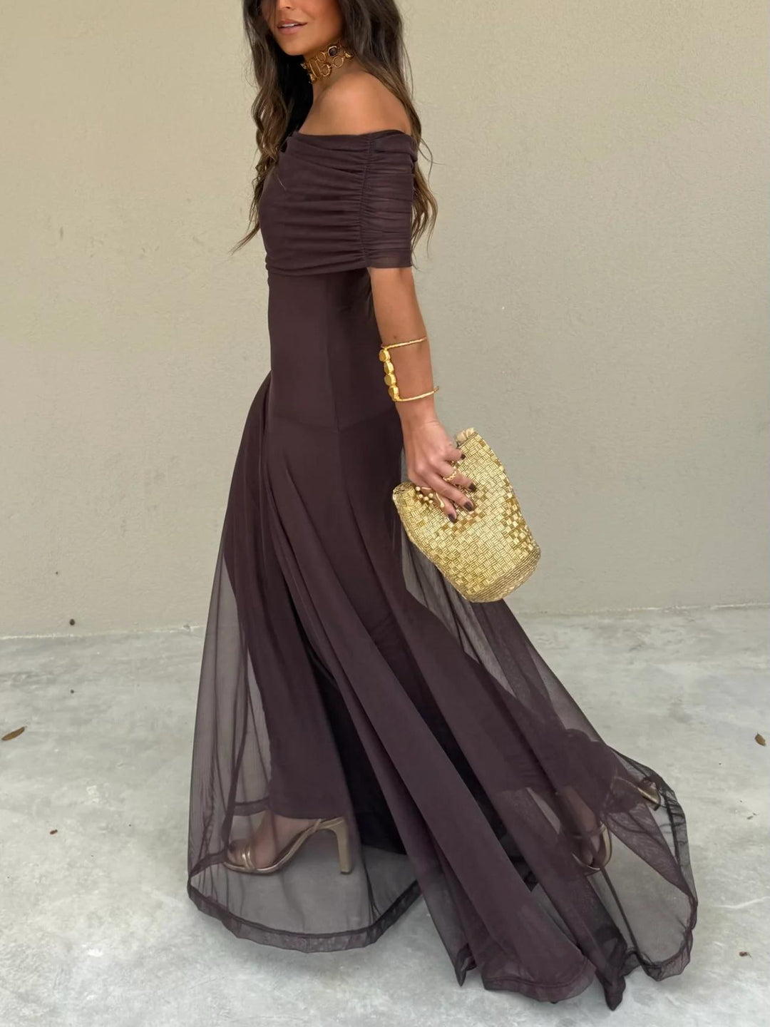 Posy | Vestido de mujer estilo español maxi con hombros al descubierto