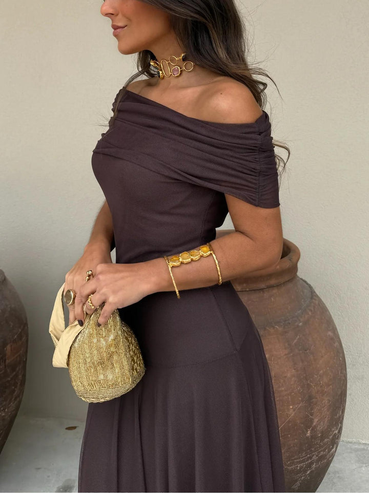 Posy | Vestido de mujer estilo español maxi con hombros al descubierto