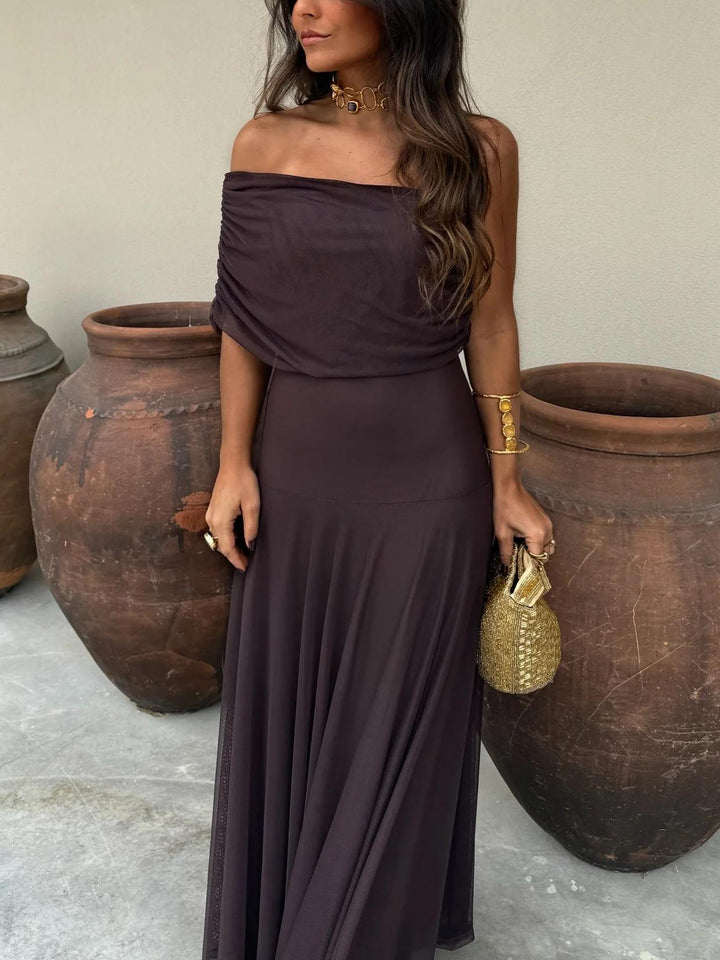 Posy | Vestido de mujer estilo español maxi con hombros al descubierto