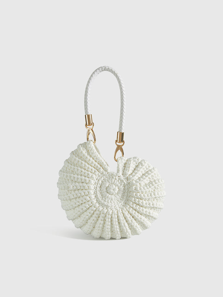 Davina | Bolso redondo trenzado con asa, elegante y moderno