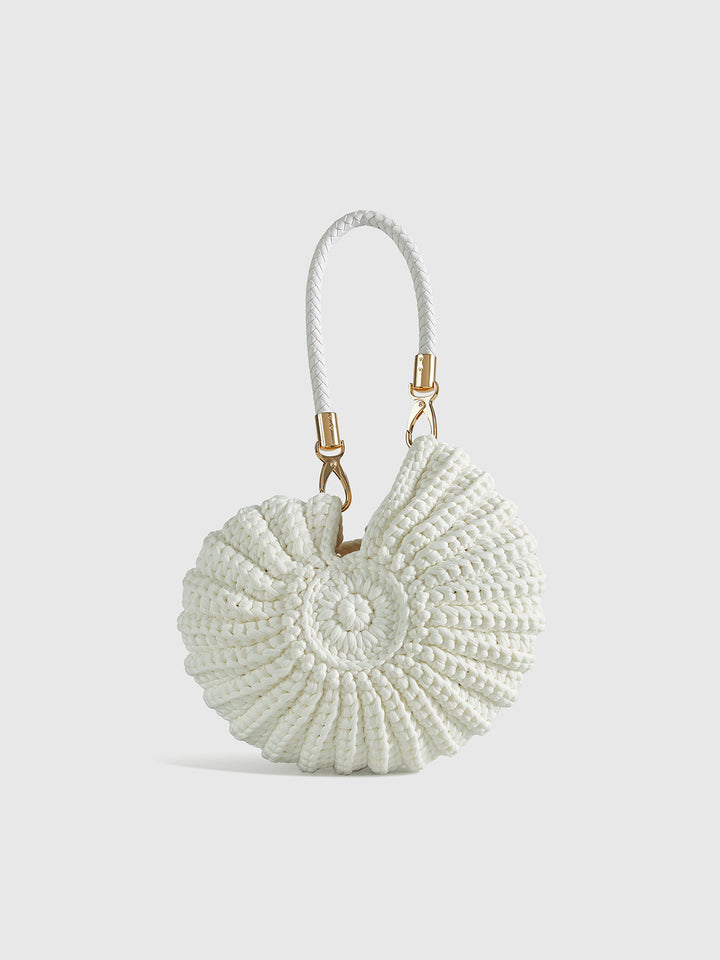 Davina | Bolso redondo trenzado con asa, elegante y moderno