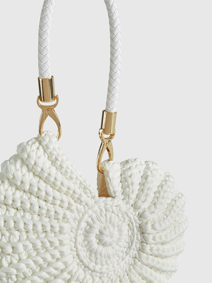 Davina | Bolso redondo trenzado con asa, elegante y moderno