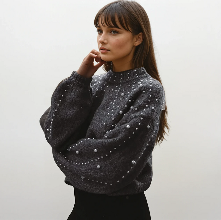 Joelle | Suéter de lujo para mujer con adornos perlados, mangas anchas, diseño elegante y femenino