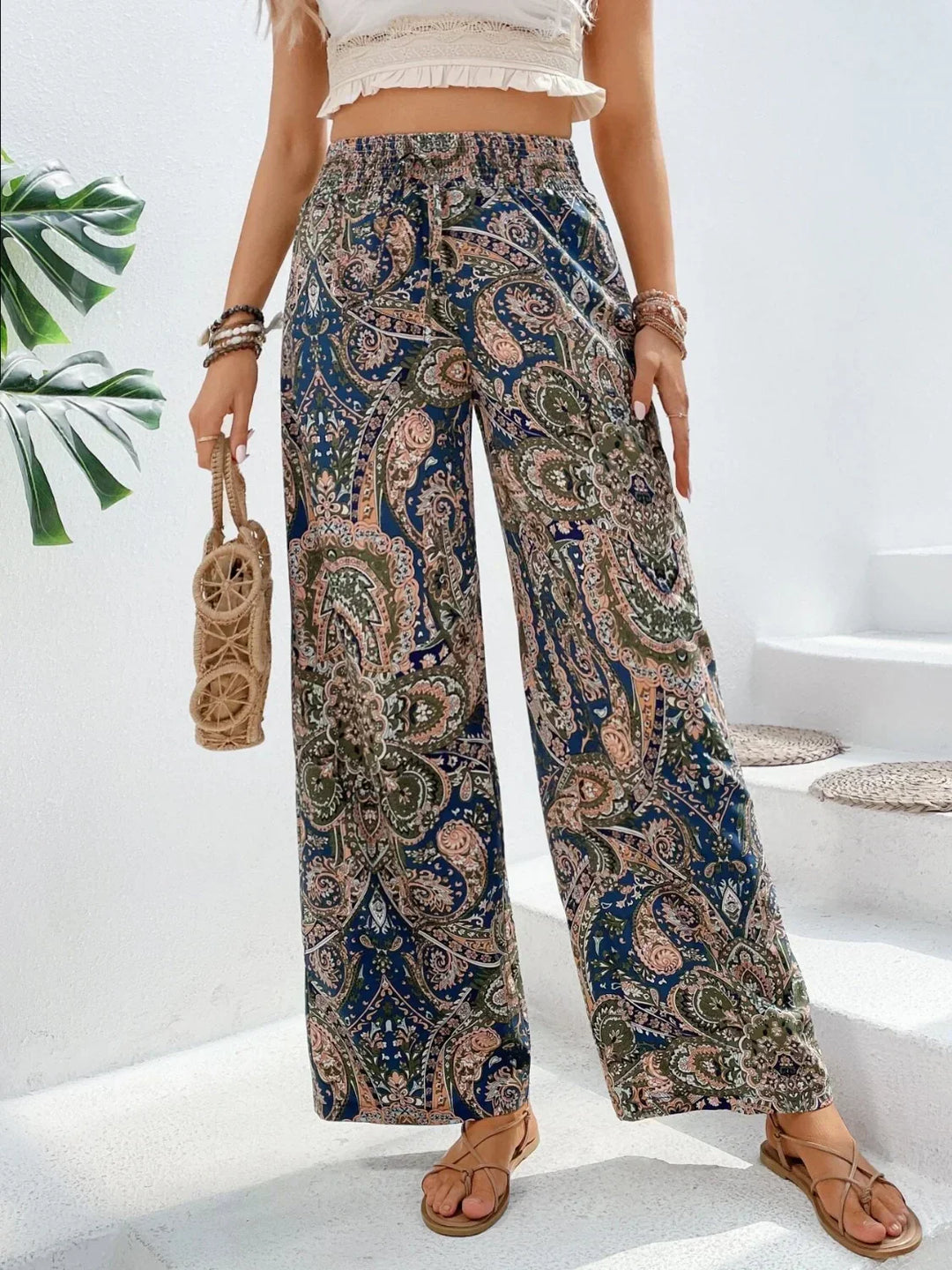 Daphne | pantalones boho anchos para mujer con estampado, ligeros y estilosos