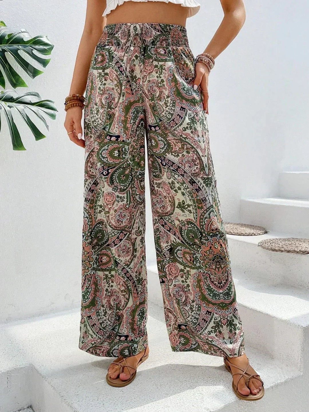 Daphne | pantalones boho anchos para mujer con estampado, ligeros y estilosos
