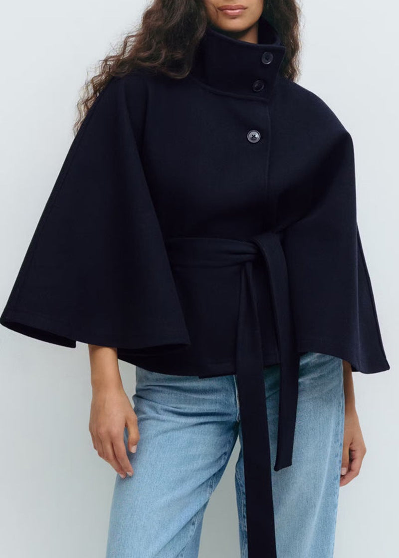 Imogen | Capa de lana para mujer con cinturón y cuello alto