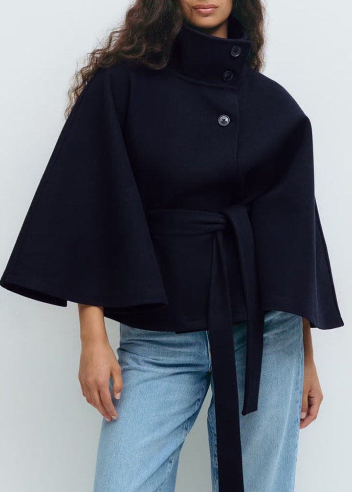 Imogen | Capa de lana para mujer con cinturón y cuello alto