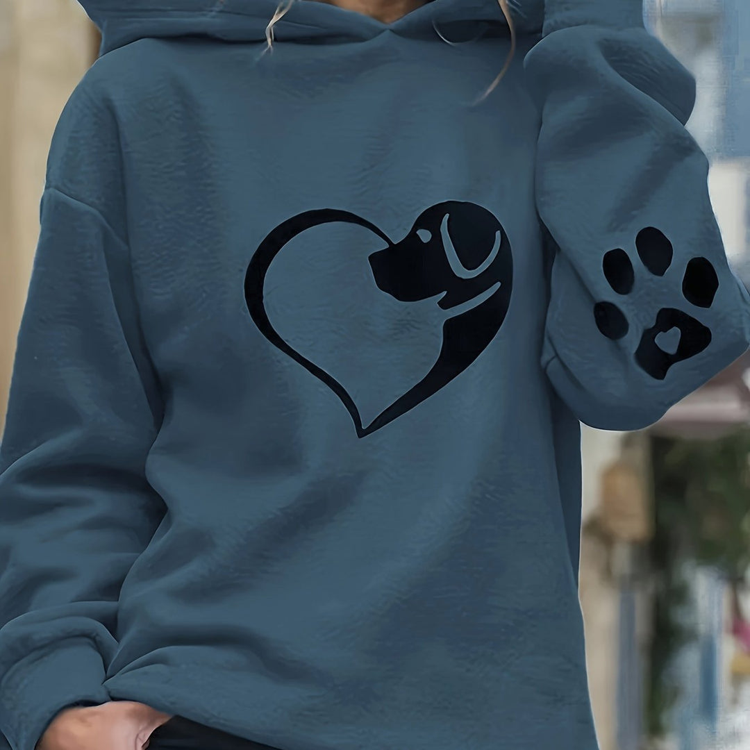Aveline - Sudadera femenina con capucha y diseño de perro y pata
