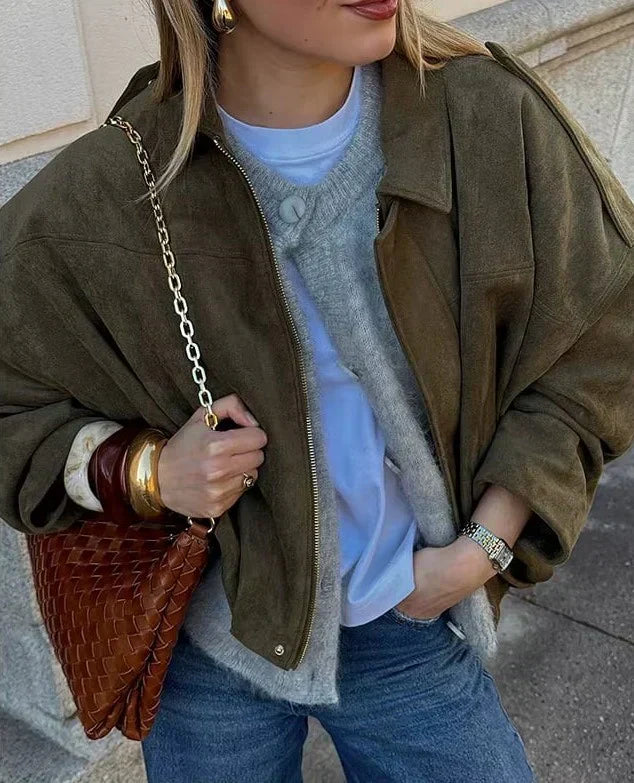 Bertha– Chaqueta de Ante Oversize para Mujer