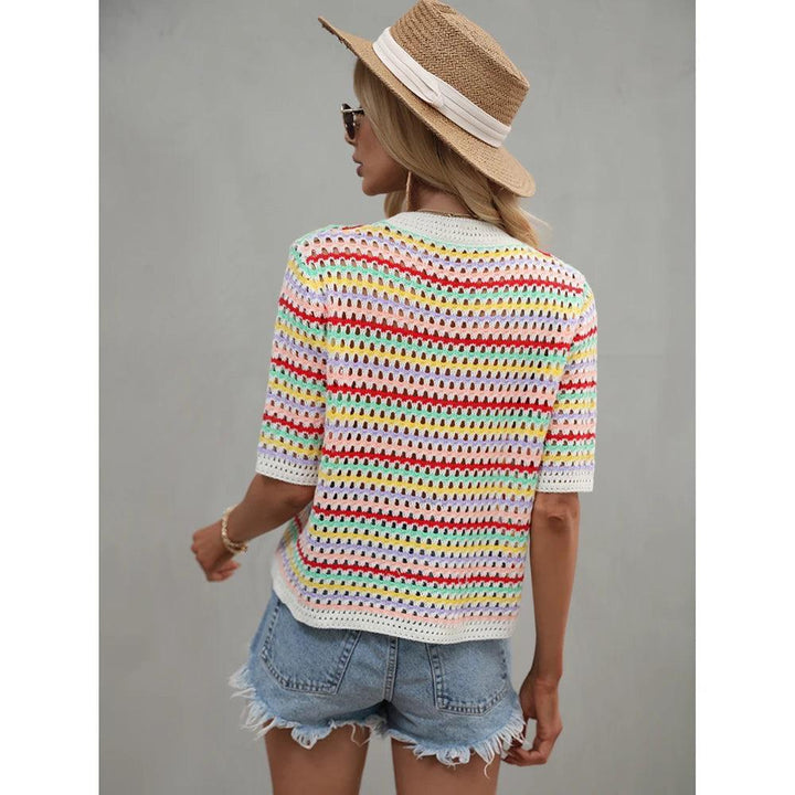 Gracie - Blusa de mujer de encaje en rayas