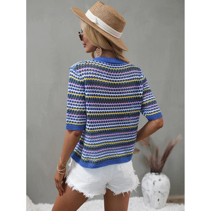 Gracie - Blusa de mujer de encaje en rayas