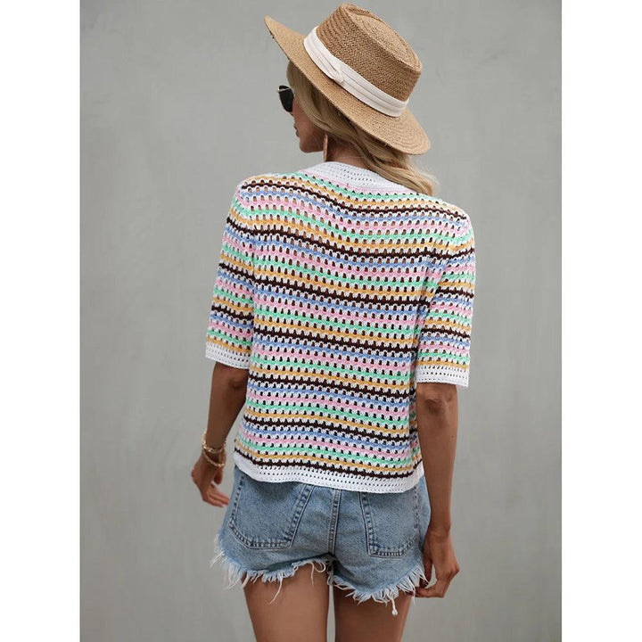 Gracie - Blusa de mujer de encaje en rayas