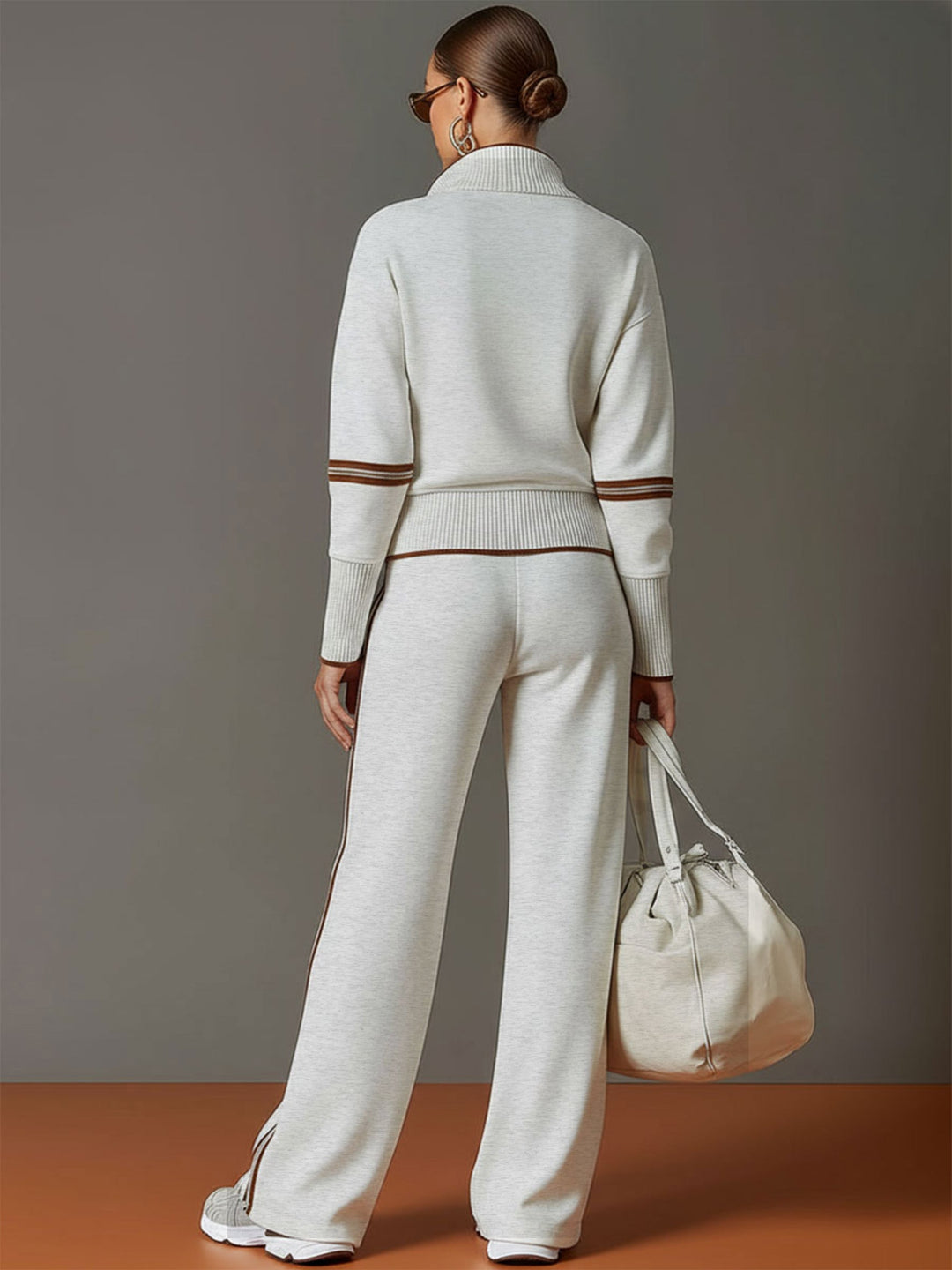 Lori | Conjunto de mujer con sudadera de media cremallera y pantalones de pierna ancha