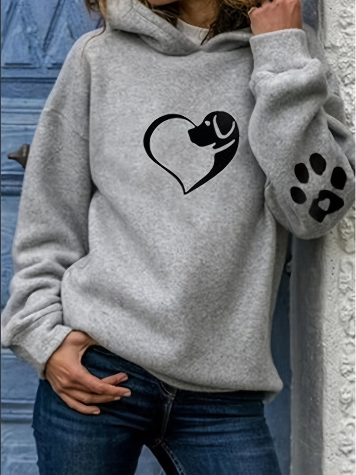 Aveline - Sudadera femenina con capucha y diseño de perro y pata