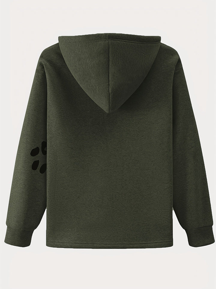 Aveline - Sudadera femenina con capucha y diseño de perro y pata