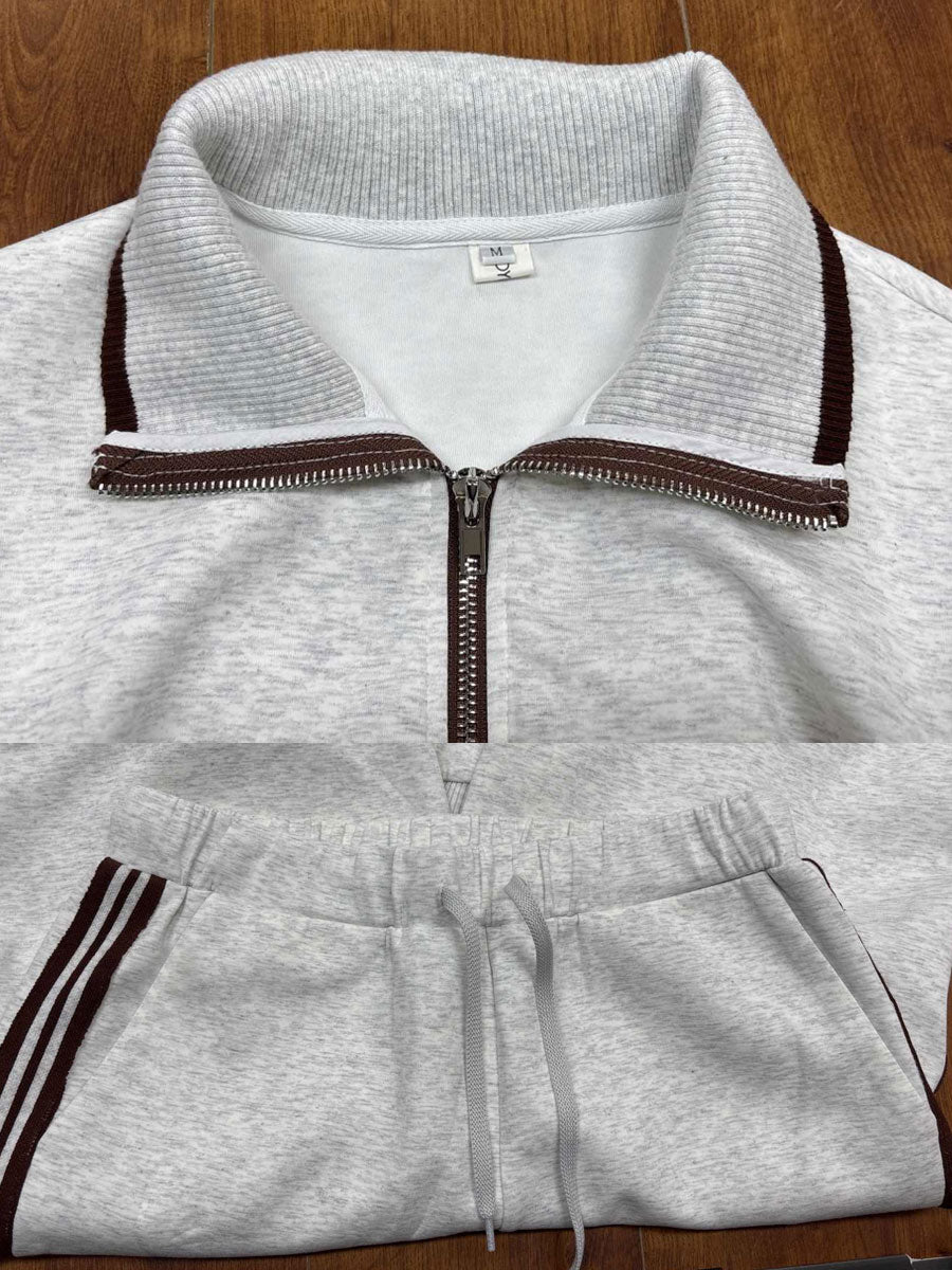 Lori | Conjunto de mujer con sudadera de media cremallera y pantalones de pierna ancha