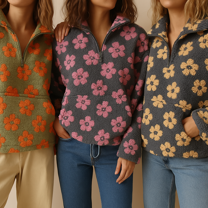Sofiaa | Sudadera de Polar Acogedora de Invierno con Patrón Floral