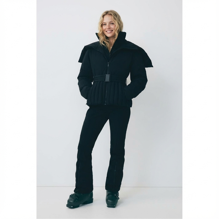 Glenda - Chaqueta de esquí impermeable con capucha desmontable y corte ajustado para mujeres