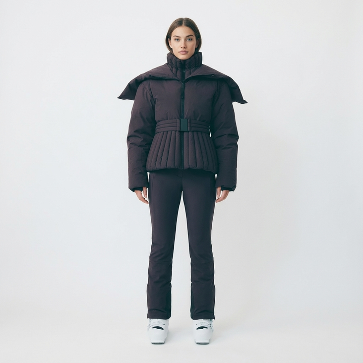 Glenda - Chaqueta de esquí impermeable con capucha desmontable y corte ajustado para mujeres
