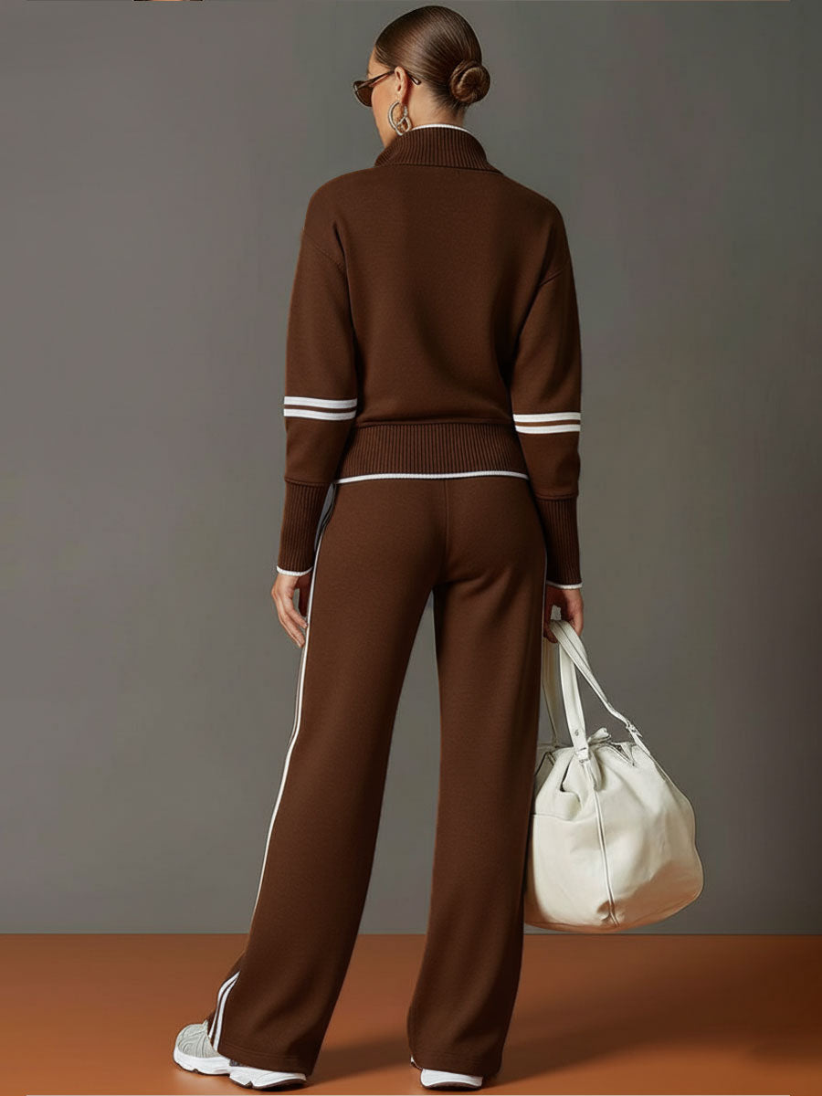 Lori | Conjunto de mujer con sudadera de media cremallera y pantalones de pierna ancha