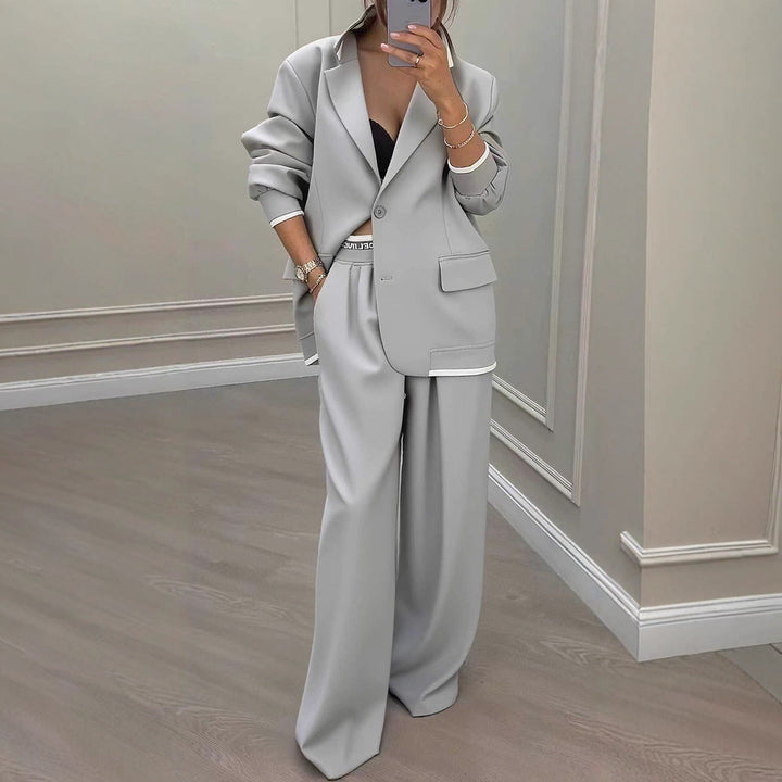 Pamela | Conjunto de mujer con blazer y pantalones anchos, elegante y moderno