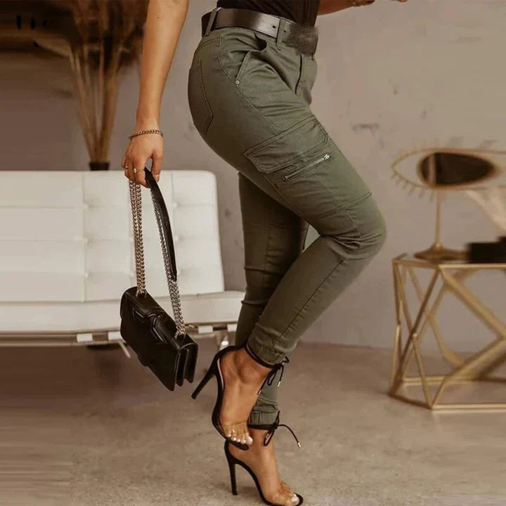 Orvella - Pantalones cargo de mujer con puños elásticos